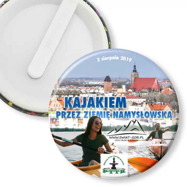 przypinka klips Kajakiem przez ziemię namysłowską