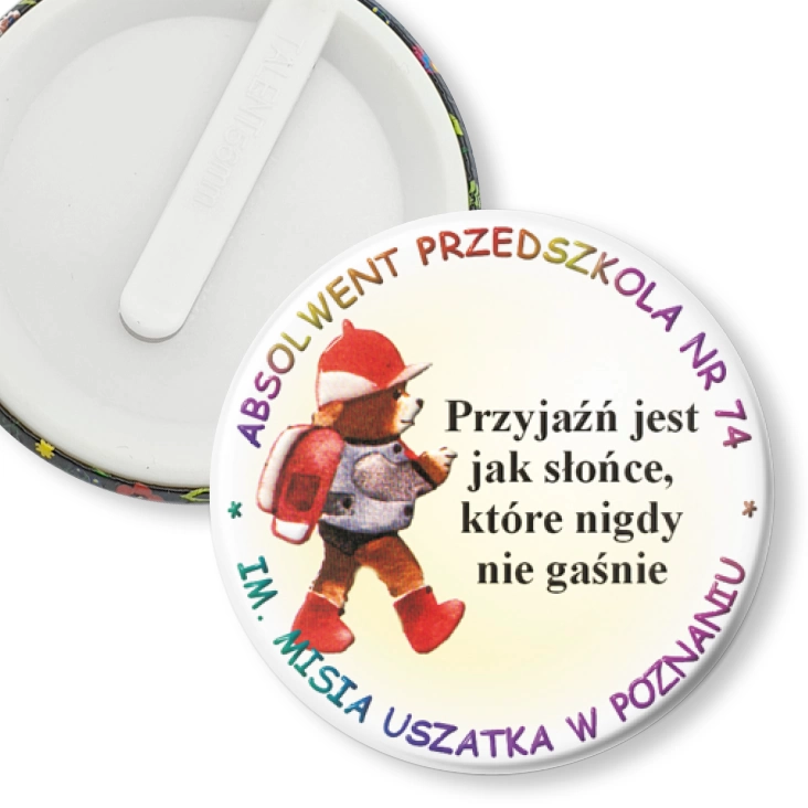 przypinka klips Absolwent przedszkola nr 74