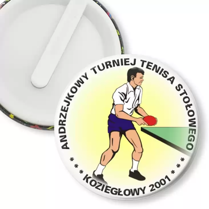 przypinka klips Andrzejkowy Turniej Tenisa Stołowego - Koziegłowy 2001