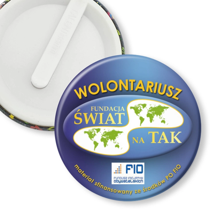 przypinka klips Fundacja Świat na Tak - wolontariusz