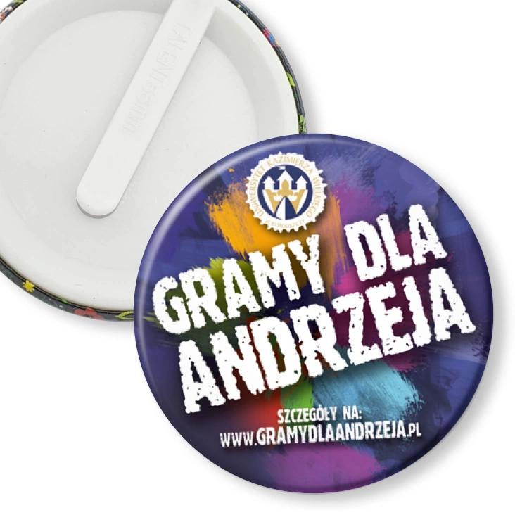 przypinka klips Gramy dla Andrzeja