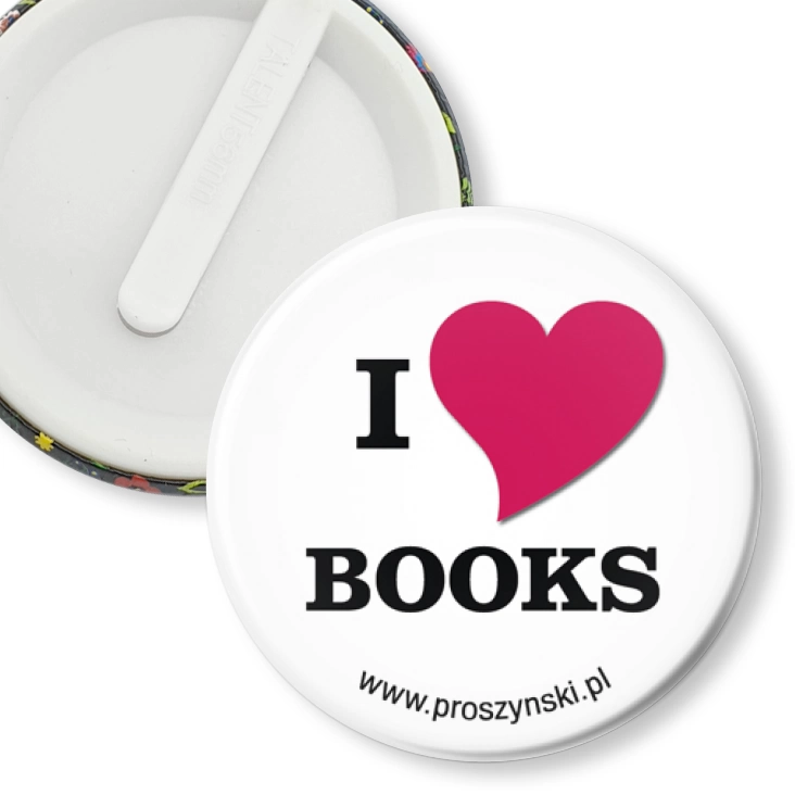 przypinka klips I love books