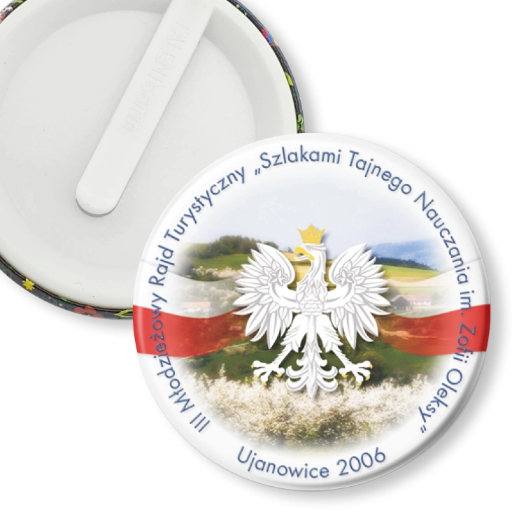 przypinka klips III Młodzieżowy Rajd Turystyczny - Ujanowice 2006