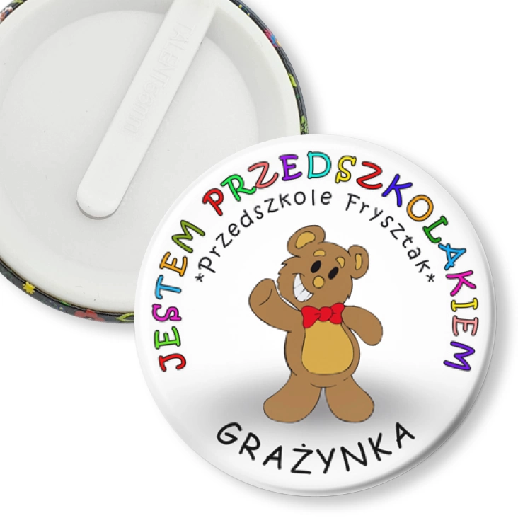 przypinka klips Przedszkole Frysztak - misie