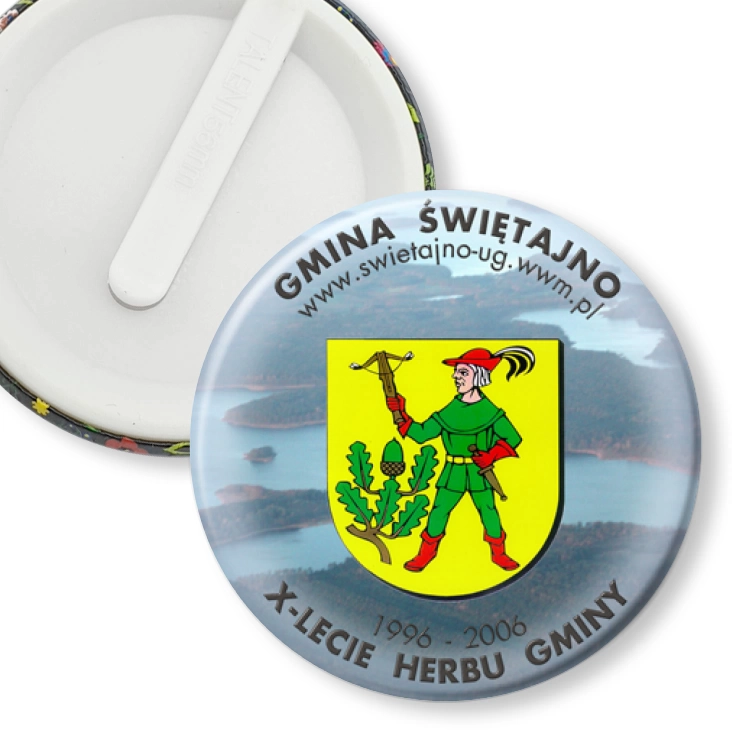 przypinka klips X-lecie Herbu Gminy Świętajno