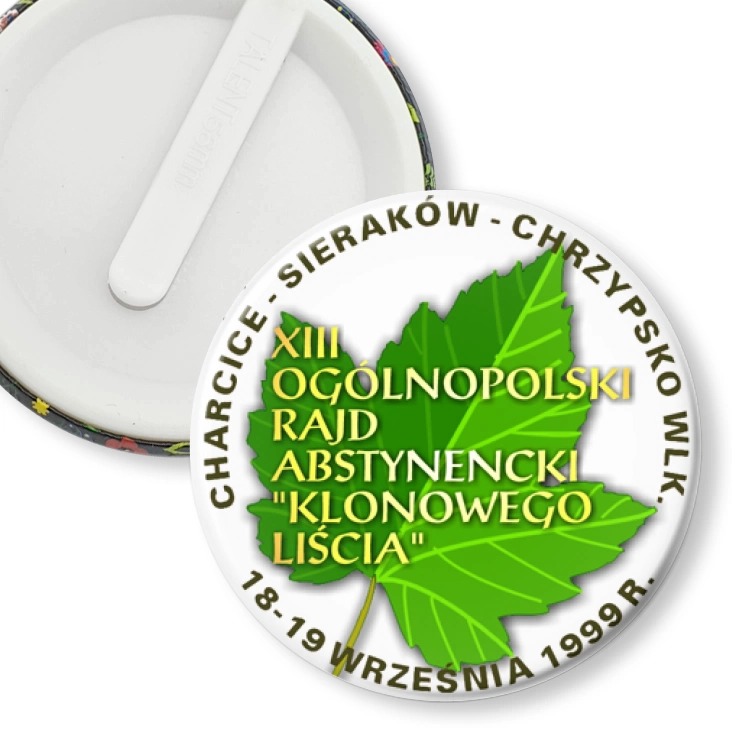 przypinka klips XII Ogólnopolski Rajd Abstynencki Klonowego Liścia