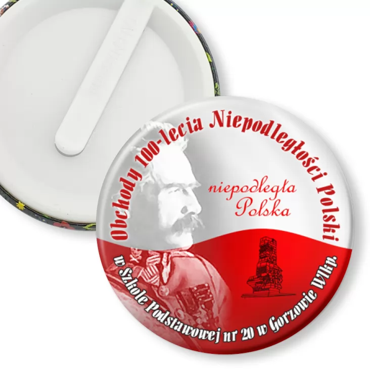 przypinka klips 100 lat Niepodległości w SP nr 20 w Gorzowie Wielkopolskim