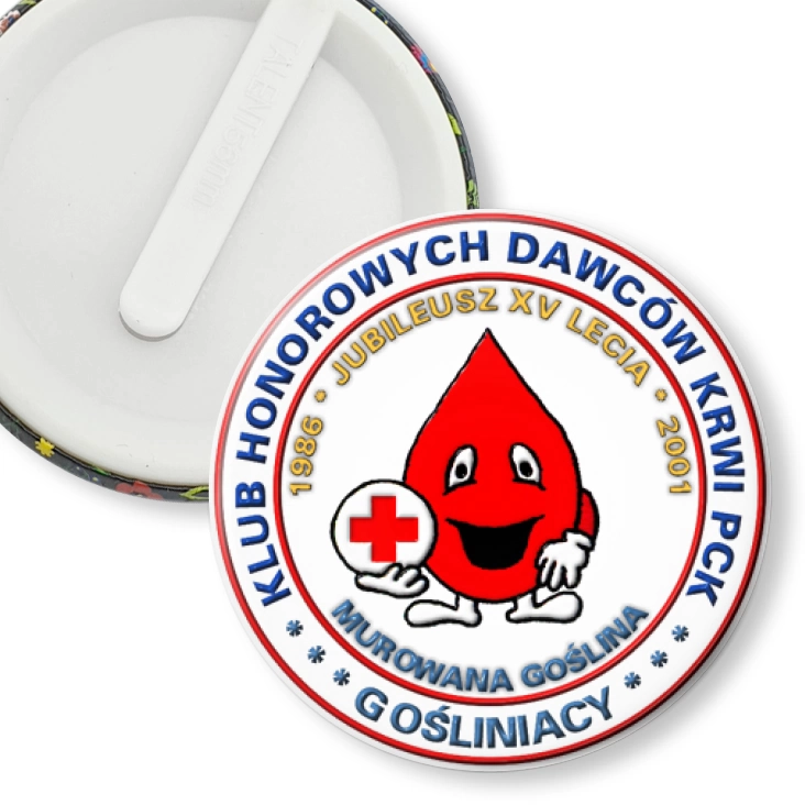 przypinka klips XV-lecie Klubu Honorowych Dawców Krwi