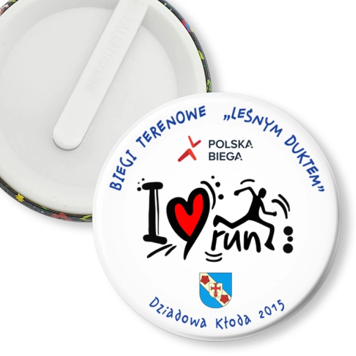 przypinka klips Biegi terenowe leśnym duktem