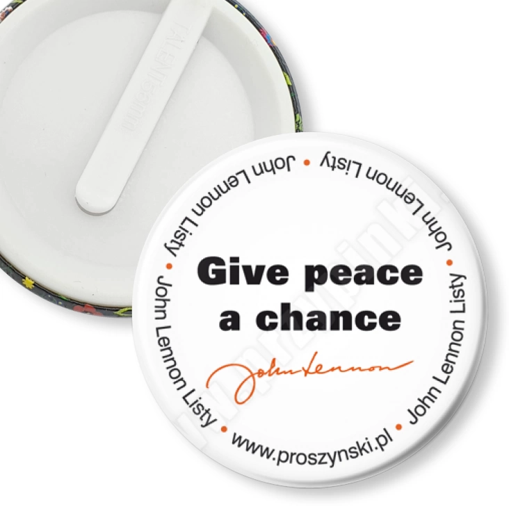 przypinka klips Give peace a chance