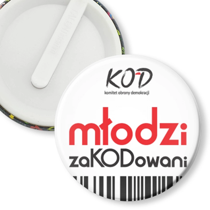 przypinka klips KOD Młodzi zaKODowani