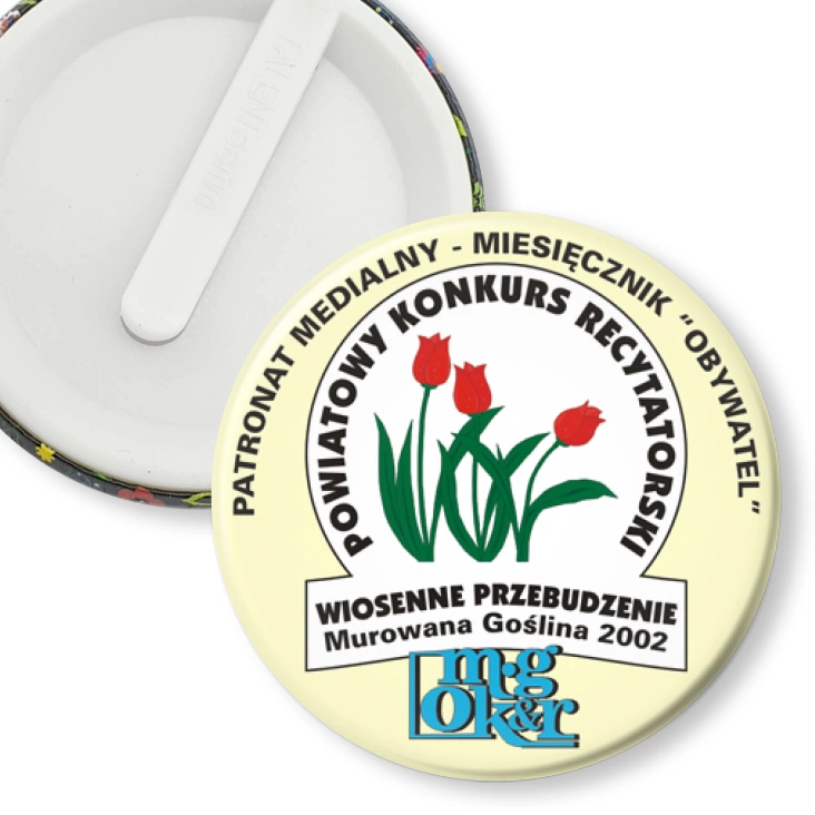 przypinka klips Powiatowy Konkurs Recytatorski - Wiosenne Przebudzenie 2002