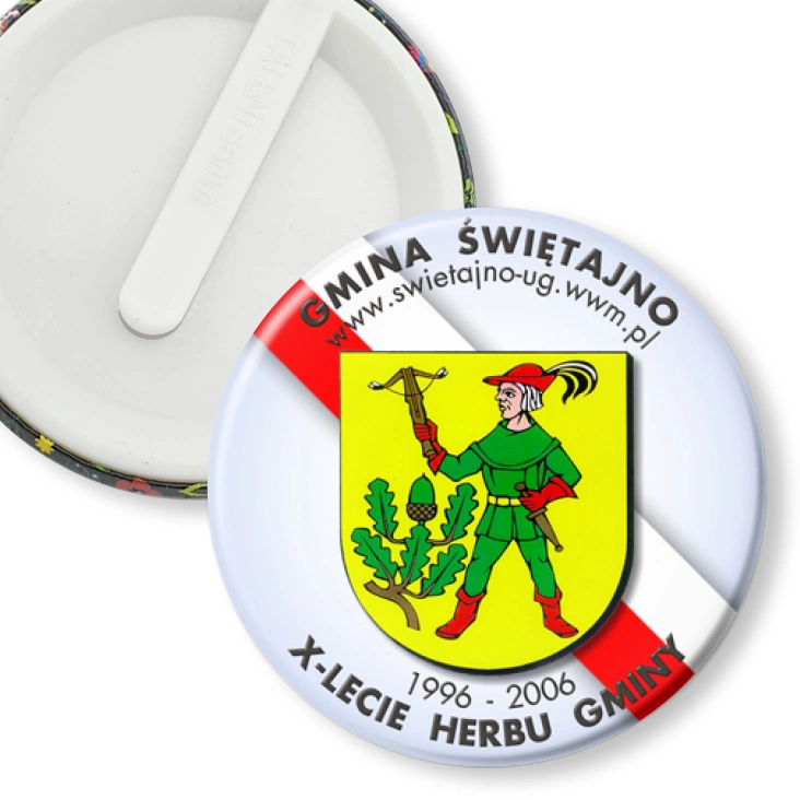 przypinka klips X-lecie Herbu Gminy Świętajno