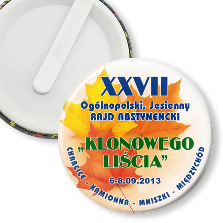 przypinka klips XXVII Ogólnopolski Rajd Abstynencki Klonowego Liścia