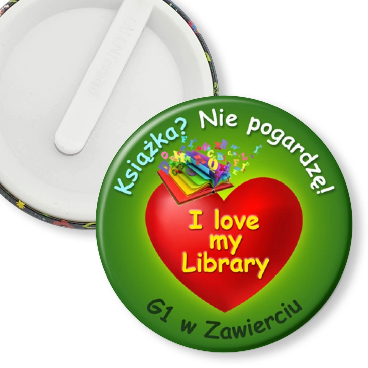 przypinka klips I love my Library