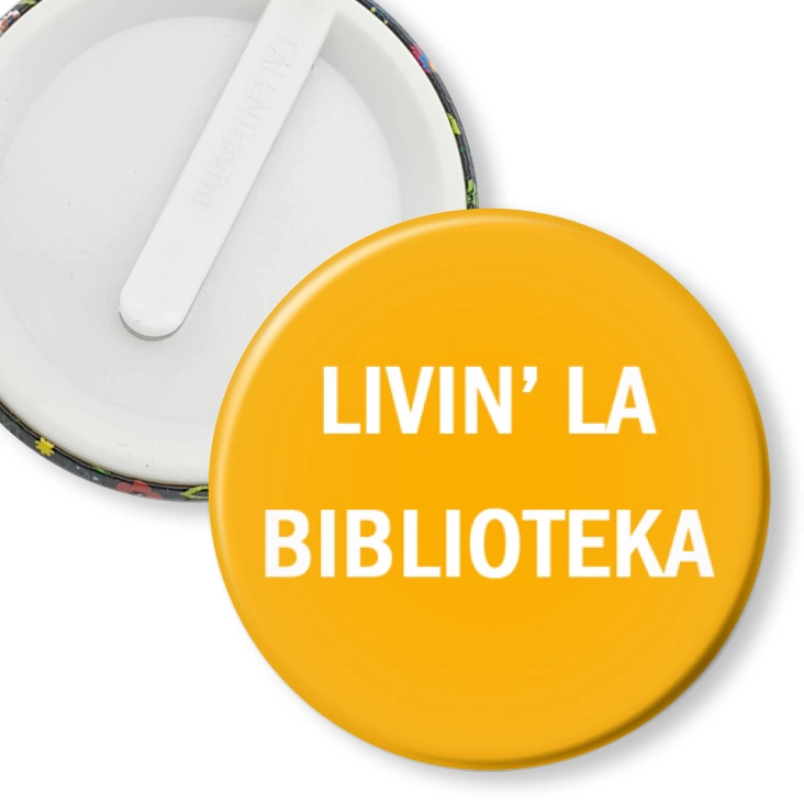 przypinka klips livin’ la biblioteka