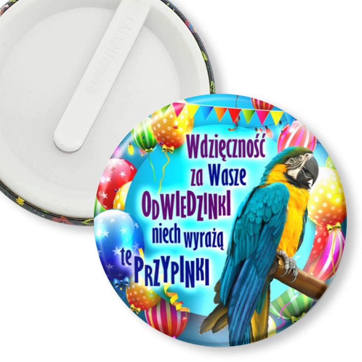 przypinka klips Papugarnia Carmen - odwiedziny