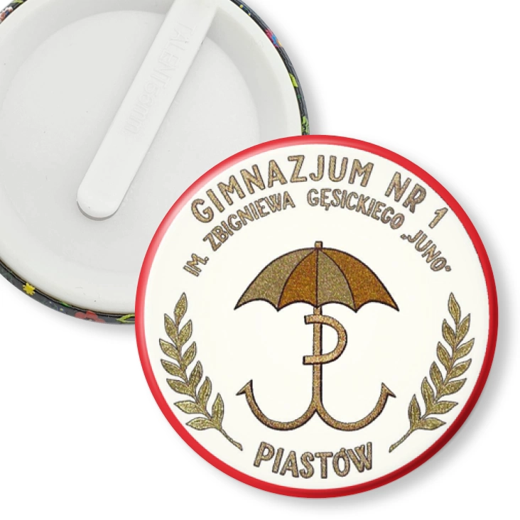 przypinka klips Gimnazjum nr 1 Piastów