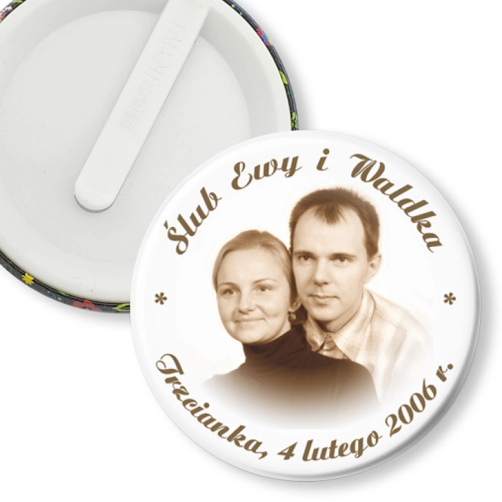 przypinka klips Ślub Ewy i Waldka