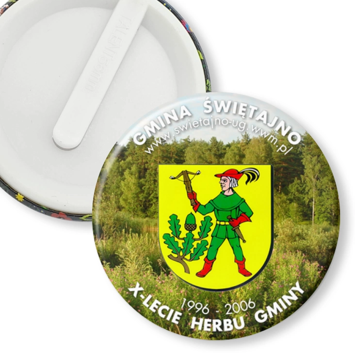 przypinka klips X-lecie Herbu Gminy Świętajno