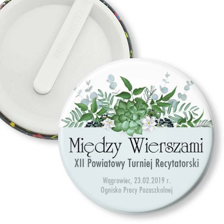 przypinka klips Między Wierszami 2019