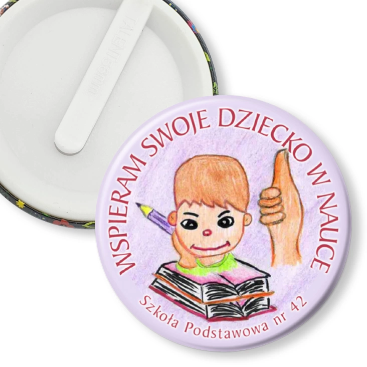 przypinka klips Wspieram swoje dziecko w nauce - chłopiec