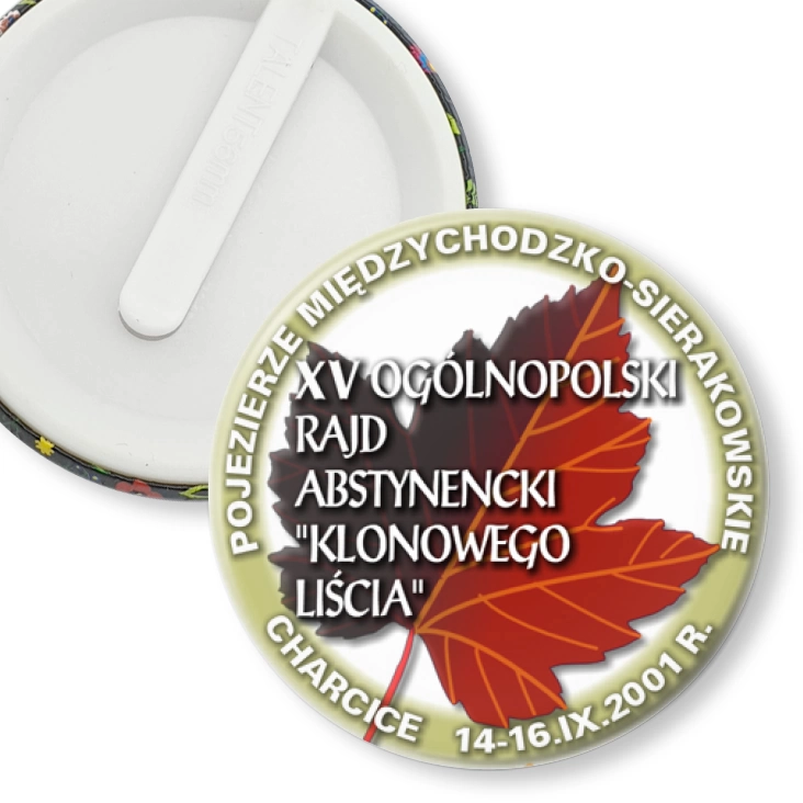 przypinka klips XV Ogólnopolski Rajd Abstynencki Klonowego Liścia