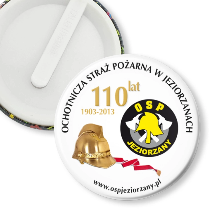 przypinka klips 110 lat OSP w Jeziorzanach