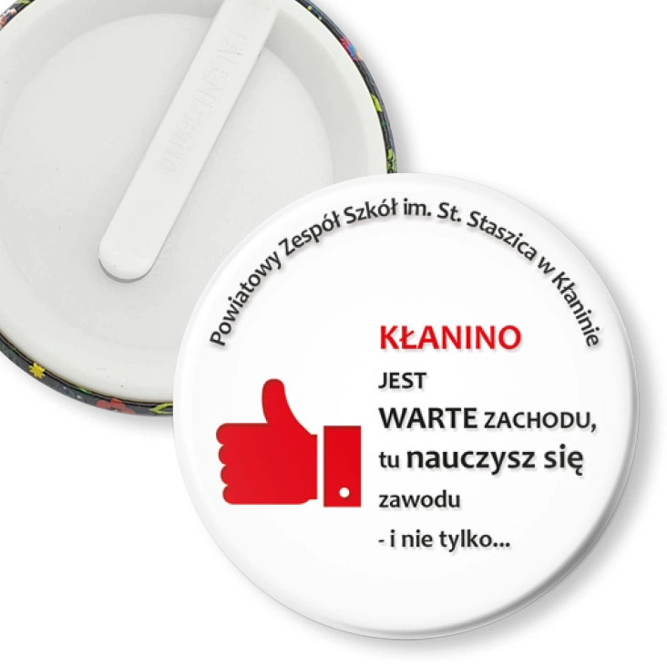 przypinka klips Powiatowy Zespół Szkół im. St. Staszica w Kłaninie
