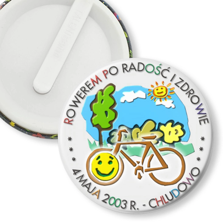 przypinka klips Rowerem po radośc i zdrowie - Chludowo