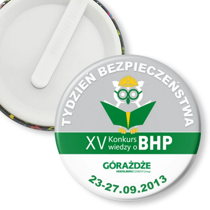 przypinka klips XV Konkurs Wiedzy o BHP