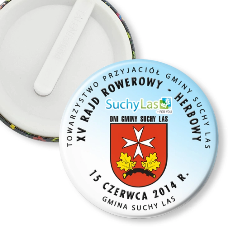 przypinka klips XV Rajd Rowerowy Herbowy - Suchy Las 2014