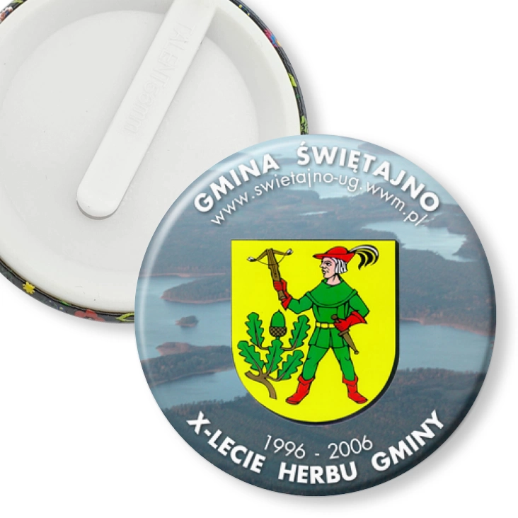 przypinka klips X-lecie Herbu Gminy Świętajno