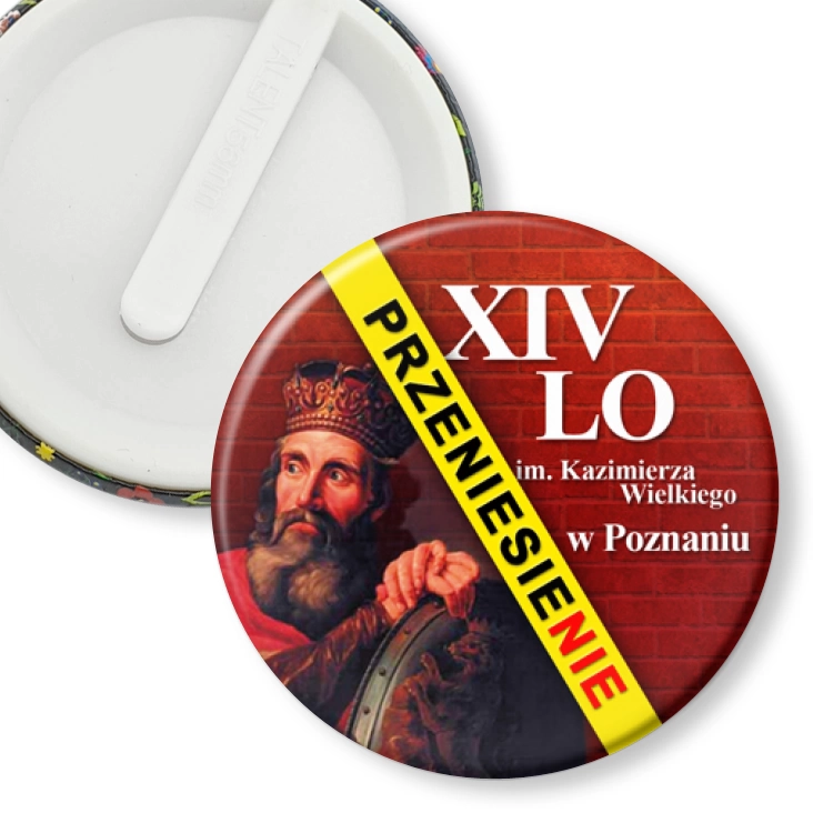 przypinka klips XIV LO w Poznaniu - przeniesienie