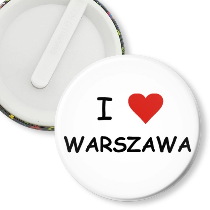 przypinka klips I love Warszawa