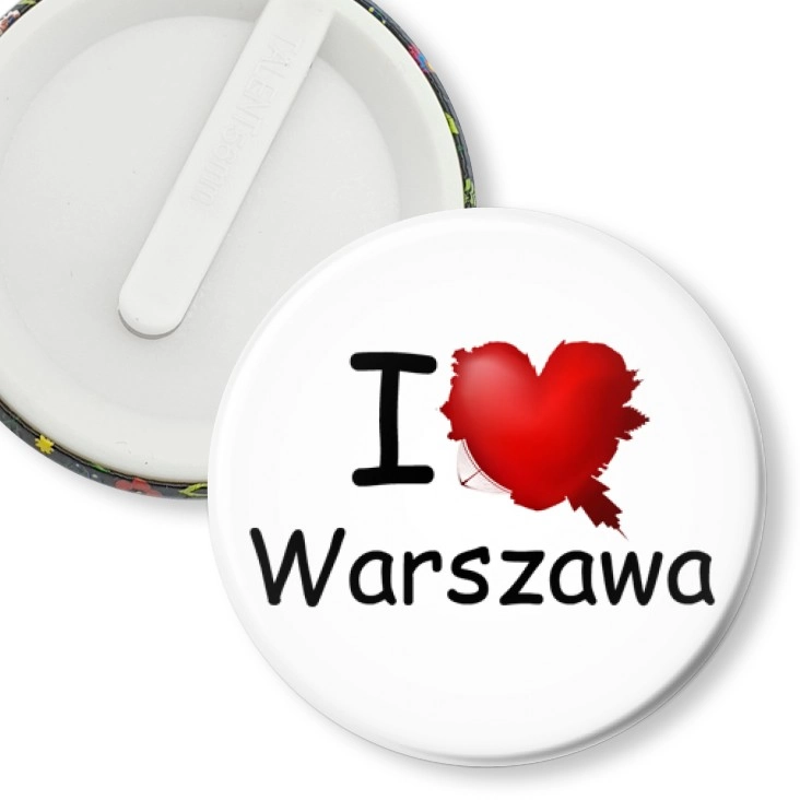 przypinka klips I love Warszawa