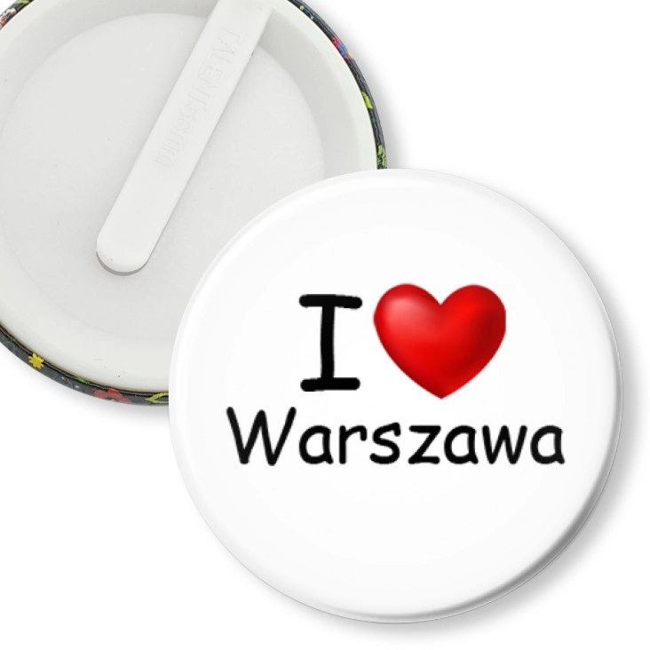 przypinka klips I love Warszawa