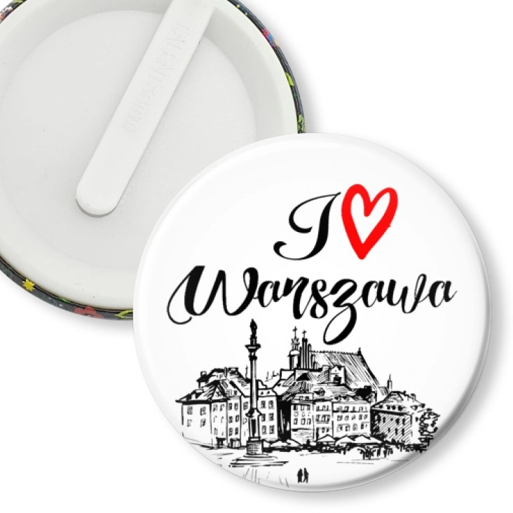 przypinka klips I love Warszawa