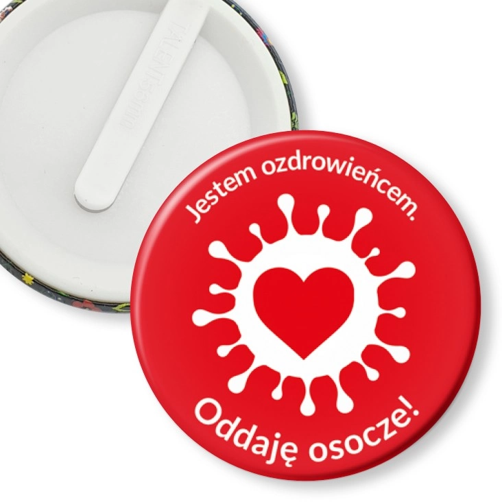 przypinka klips Jestem ozdrowieńcem - oddaję osocze