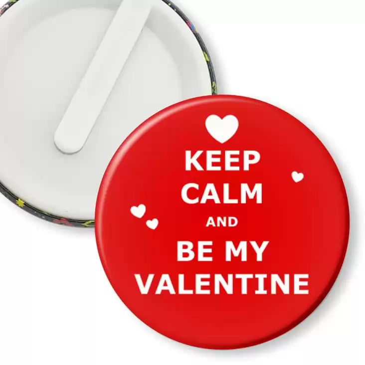 przypinka klips Keep calm and be my Valentine