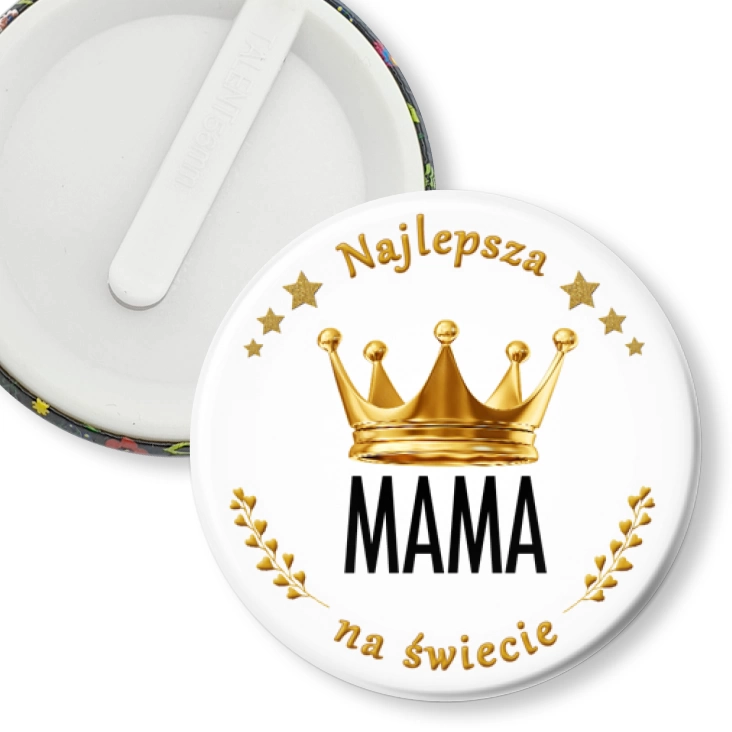 przypinka klips Dzień Mamy Najlepsza mama na świecie w koronie