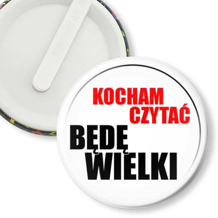 przypinka klips Kocham czytać - będę wielki