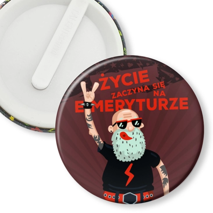 przypinka klips Życie zaczyna się na emeryturze