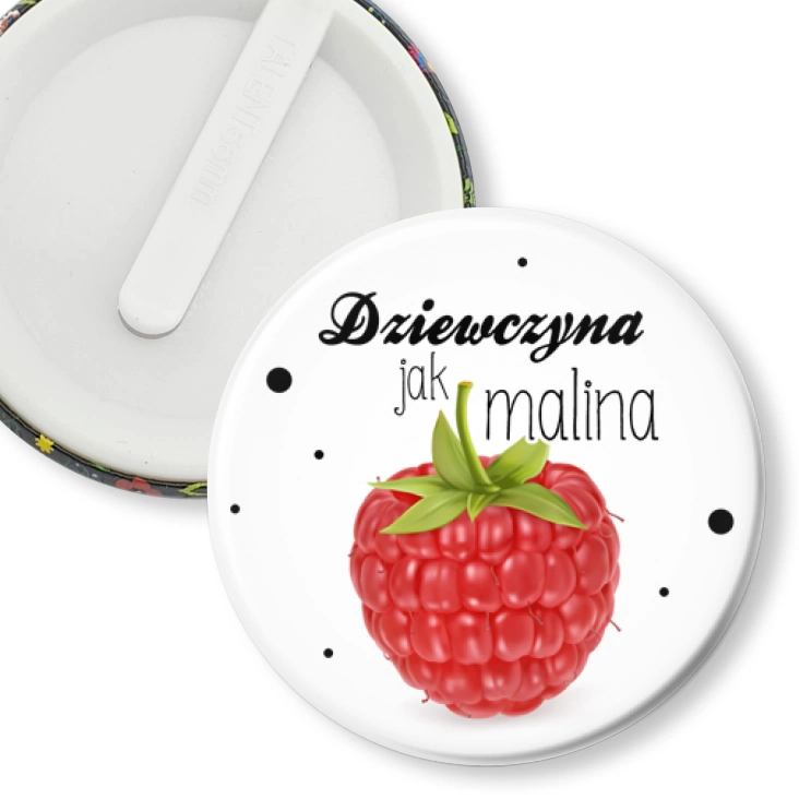 przypinka klips Dziewczyna jak malina na białym tle