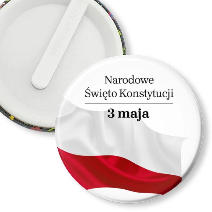 przypinka klips Narodowe Święto Konstytucji 3 maja powiewająca flaga