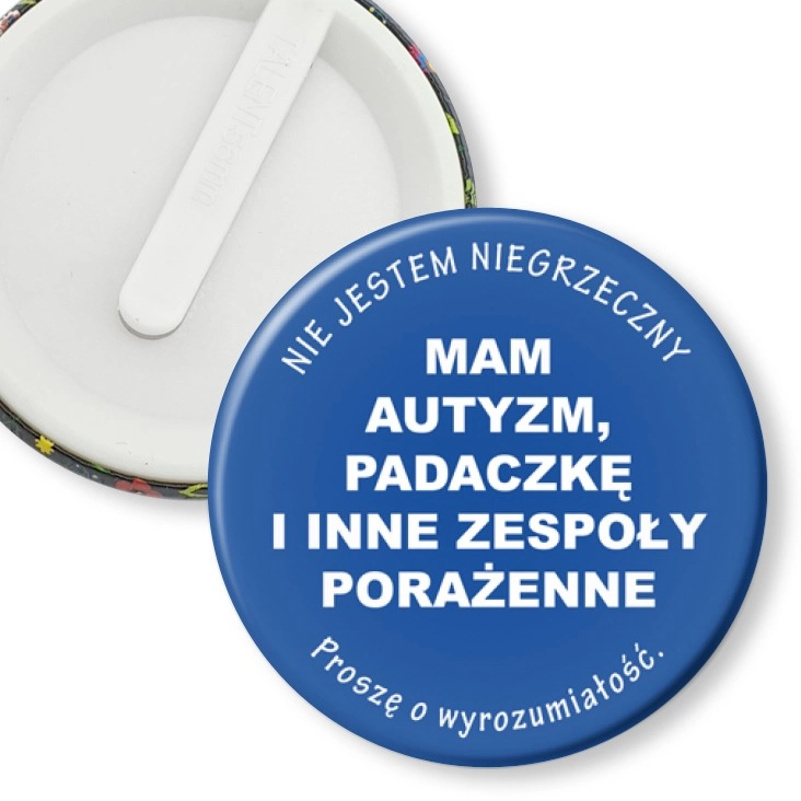 przypinka klips Mam autyzm i padaczkę