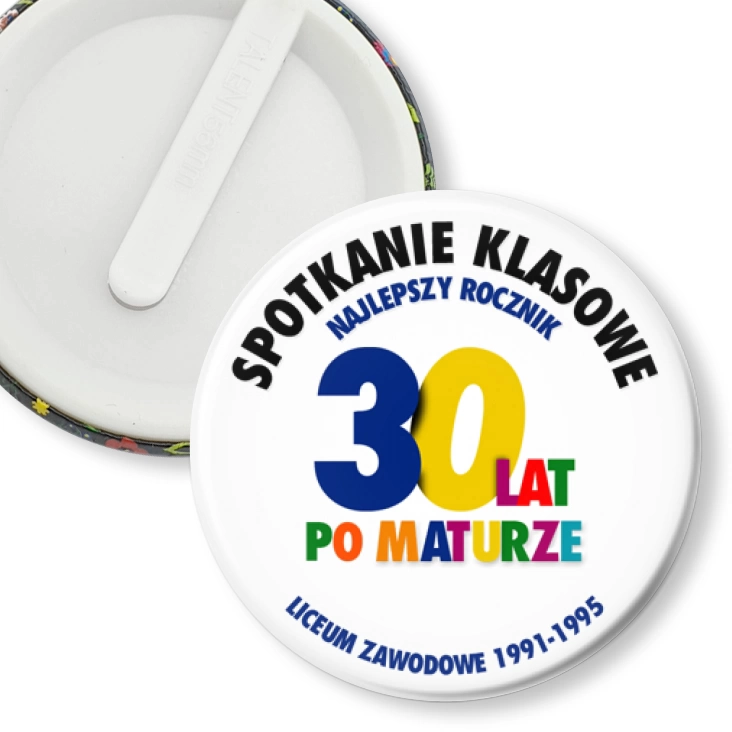 przypinka klips Spotkanie 30 lat po maturze Liceum Zawodowe