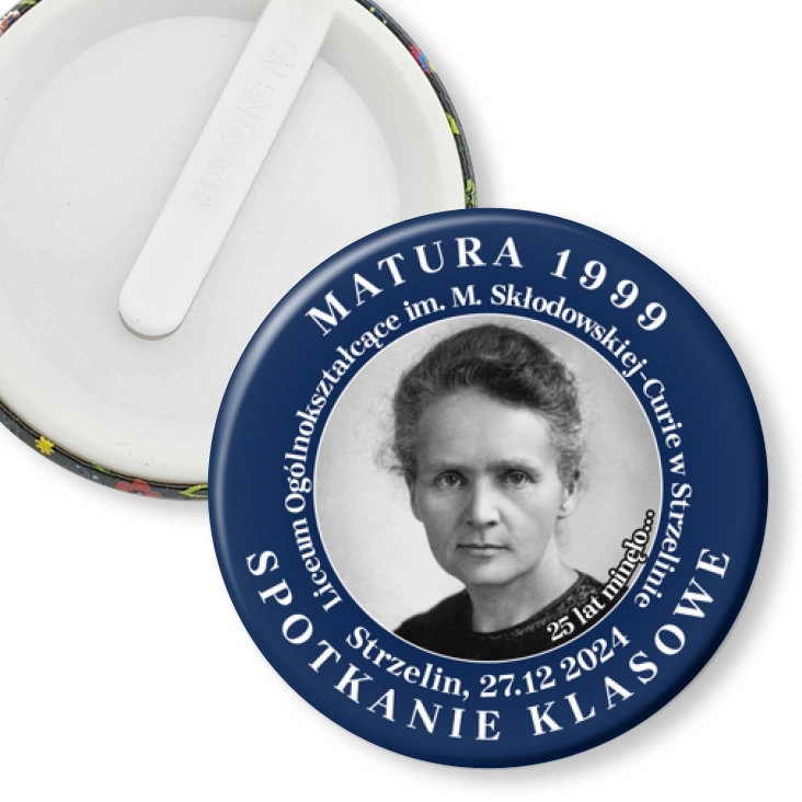 przypinka klips Spotkanie klasowe po 25 latach LO w Strzelinie