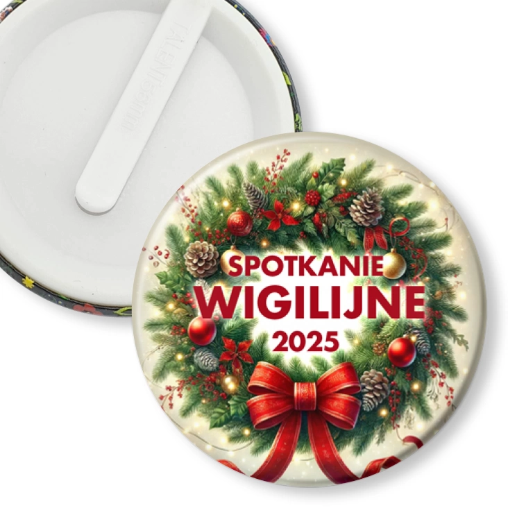 przypinka klips Spotkanie wigilijne wieniec