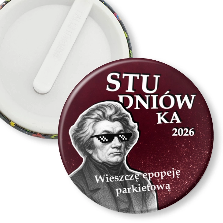 przypinka klips Studniówka z wieszczem Mickiewiczem